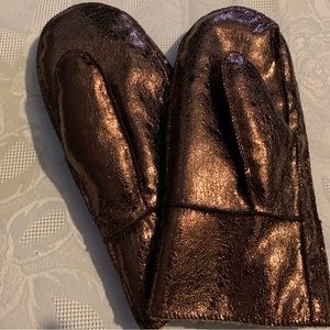 Description: Shiny Bronze Color Mittens w/ Wool interior